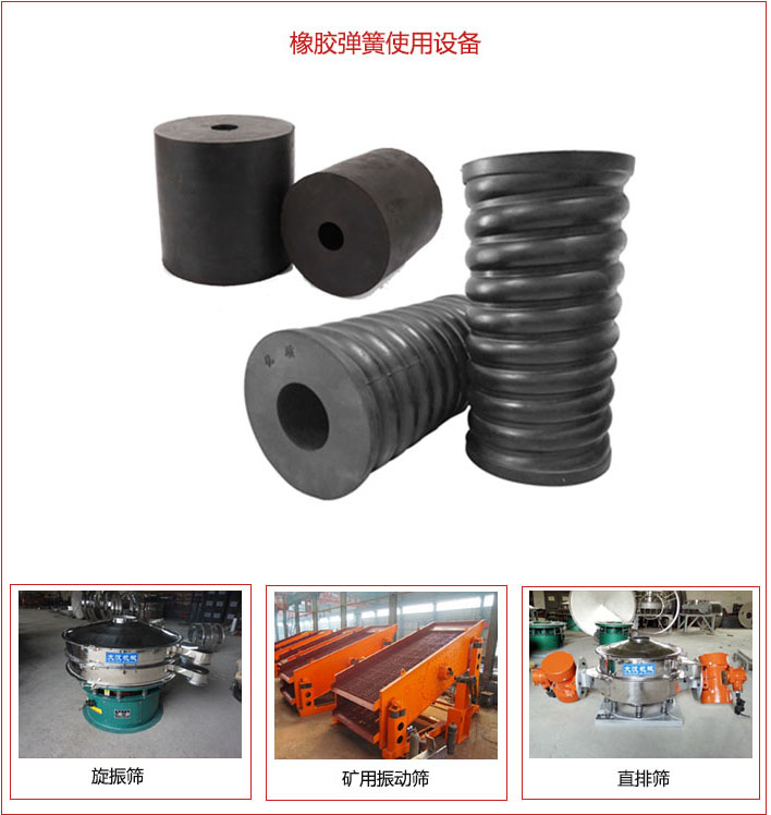 橡膠彈簧適用設備：旋振篩，礦用振動篩，直排篩等